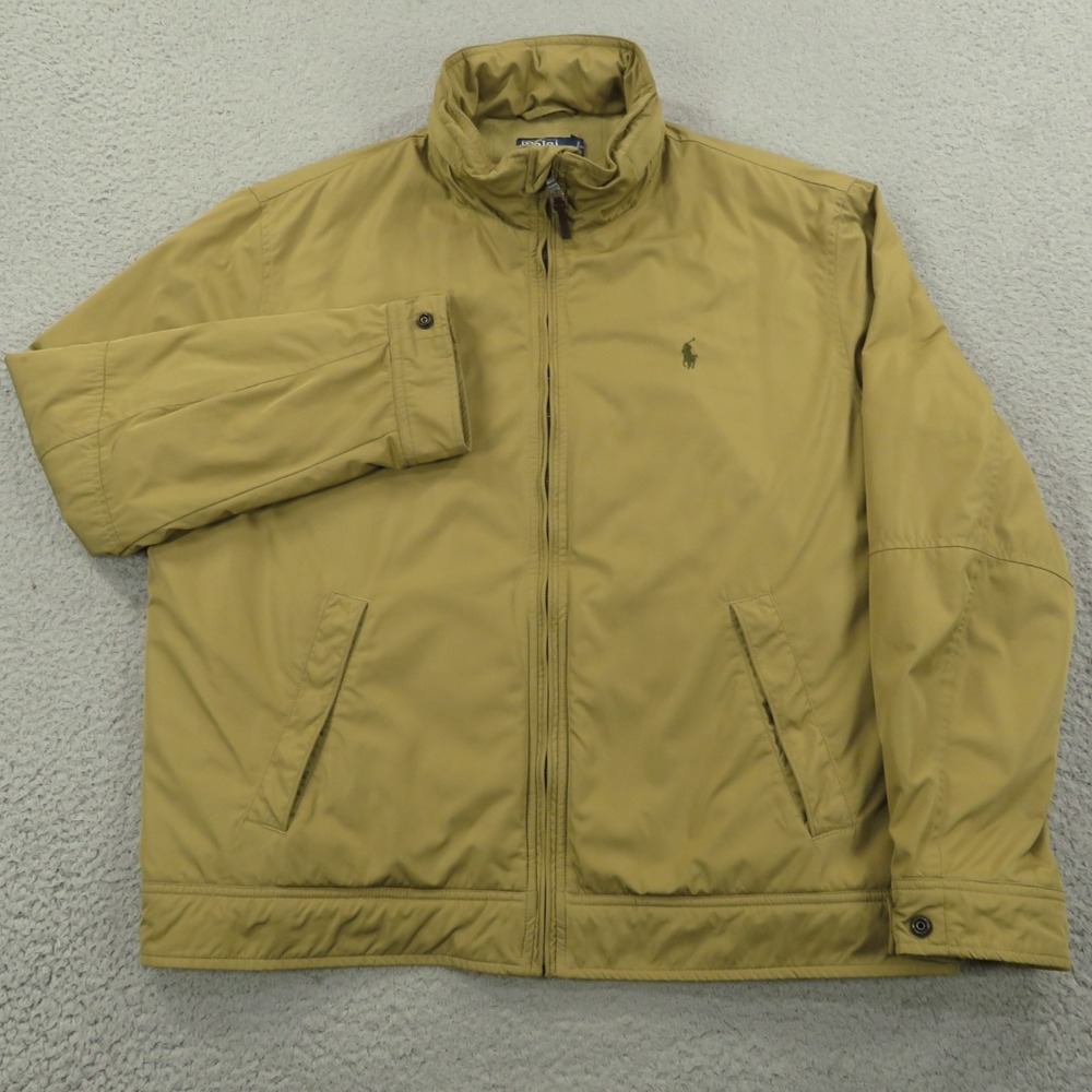 VTG Polo Ralph Lauren Jacket Mens XL Tan Khaki Olive Pony Bi Swing Coat Dad 90s